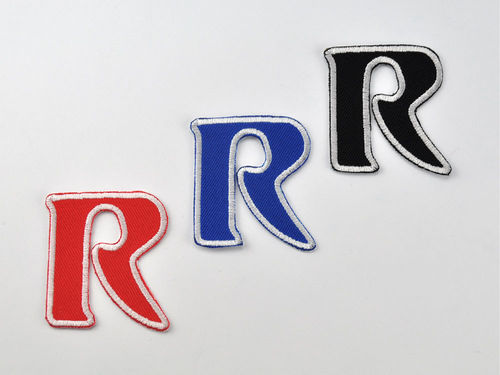 Aufnäher Buchstabe "R", Unicorn, Höhe 5 cm mit Bügelbeschichtung  -  verschiedene Farben