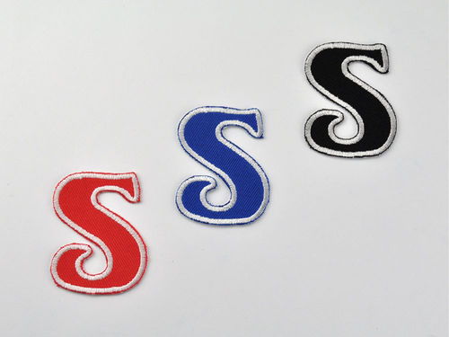 Aufnäher Buchstabe "S", Unicorn, Höhe 5 cm mit Bügelbeschichtung  -  verschiedene Farben