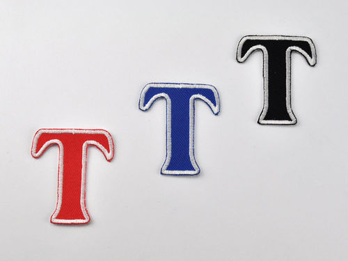 Aufnäher Buchstabe "T", Unicorn, Höhe 5 cm mit Bügelbeschichtung  -  verschiedene Farben