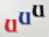 Aufnäher Buchstabe "U", Unicorn, Höhe 5 cm mit Bügelbeschichtung  -  verschiedene Farben