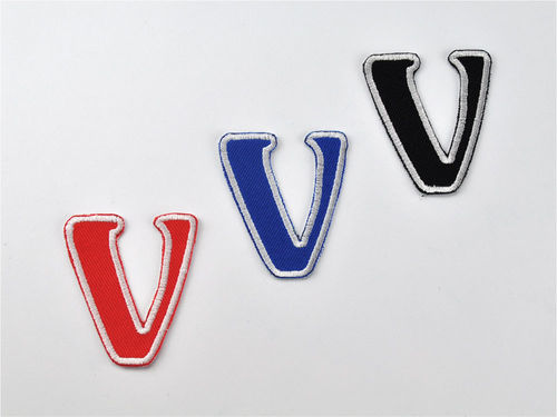 Aufnäher Buchstabe "V", Unicorn, Höhe 5 cm mit Bügelbeschichtung  -  verschiedene Farben