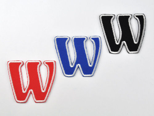Aufnäher Buchstabe "W", Unicorn, Höhe 5 cm mit Bügelbeschichtung  -  verschiedene Farben