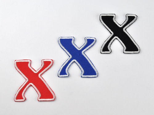 Aufnäher Buchstabe "X", Unicorn, Höhe 5 cm mit Bügelbeschichtung  -  verschiedene Farben