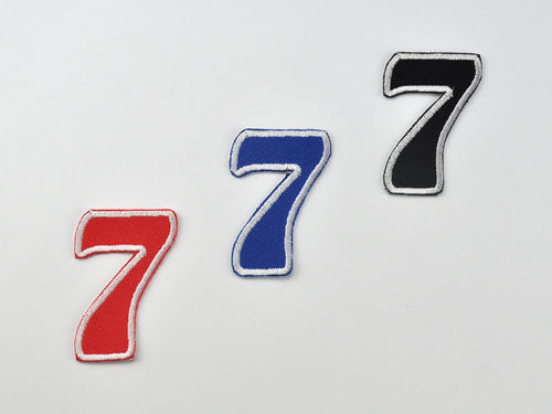 Aufnäher Zahl "7", Unicorn, Höhe 5 cm mit Bügelbeschichtung  -  verschiedene Farben