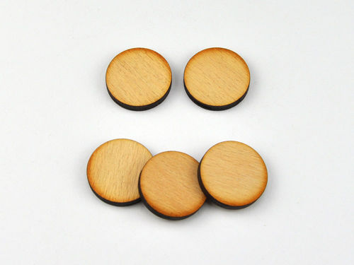 5er Set Holztaler rund, Größe 25 mm, Rohlinge, Scheiben aus Holz