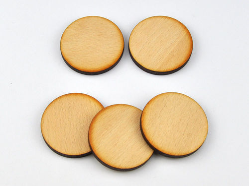 5er Set Holztaler rund, Größe 35 mm, Rohlinge, Scheiben aus Holz