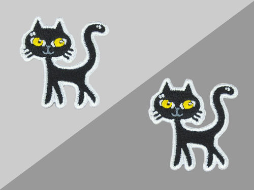 Aufnäher Halloween Katze  Größe 4,7 x 5 cm - Aufbügler
