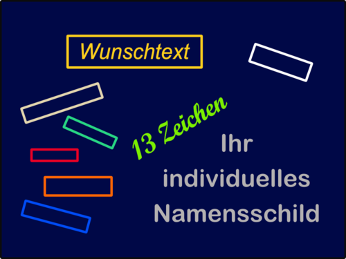 Gesticktes Namensschild, Hintergrund dunkelblau, Breite 9 cm - maximal 13 Zeichen