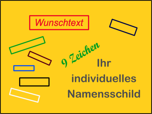 Gesticktes Namensschild, Hintergrund gelb, Breite 7 cm - maximal 9 Zeichen