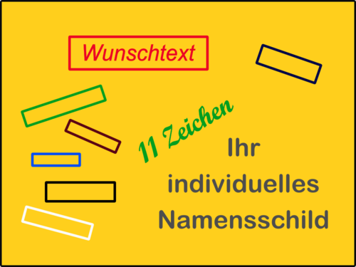 Gesticktes Namensschild, Hintergrund gelb, Breite 8 cm - maximal 11 Zeichen