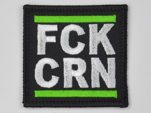 Aufnäher 'FCK CRN', Corona Virus, Größe 5x5cm - mit Bügelbeschichtung
