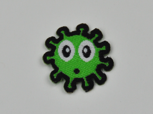 Aufnäher für die Maske Corona-OMG Virus, Größe 2 cm - mit Bügelbeschichtung