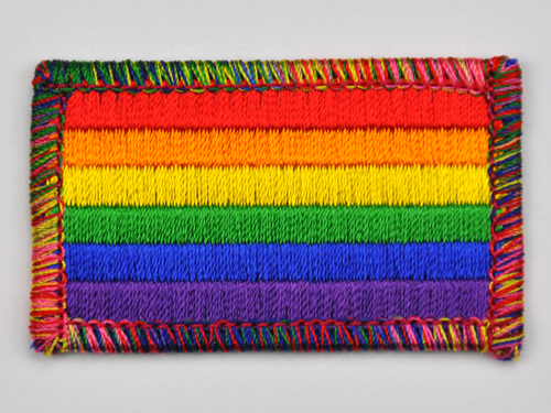 Aufnäher Flagge Regenbogen/Rainbow, Größe 5 x 3 cm, Rand bunt